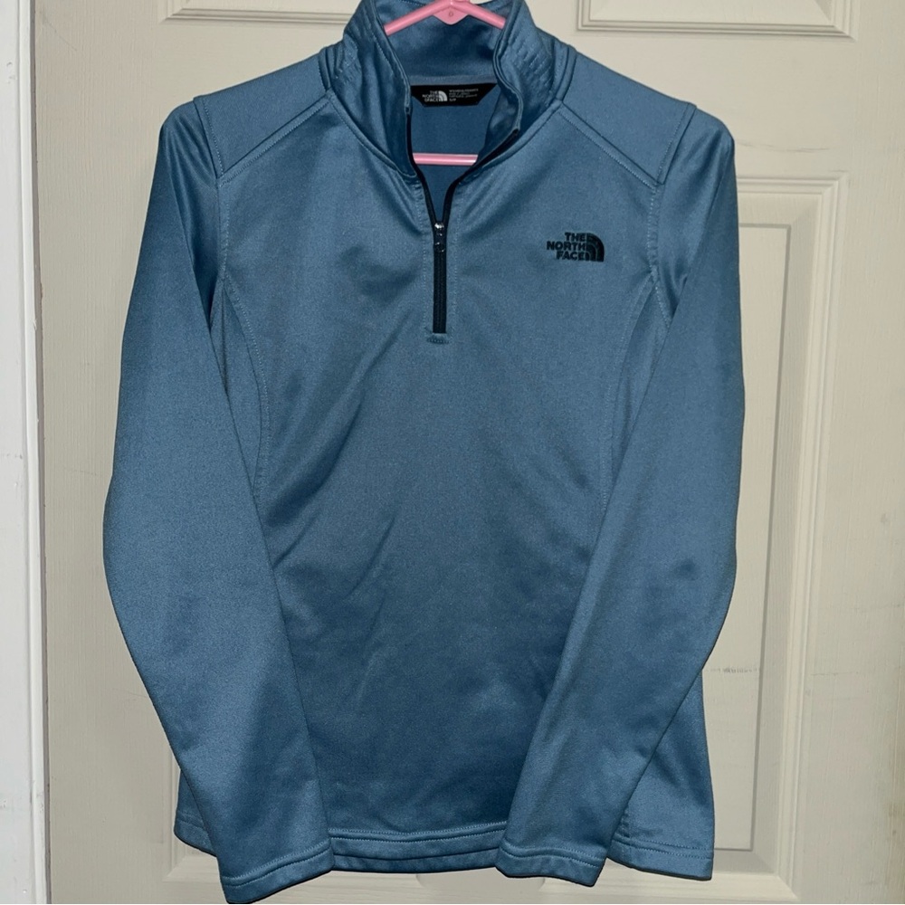 North Face Womens 1/4 Zip Fleece Long Sleeve Storm Blue S/P Small Teal